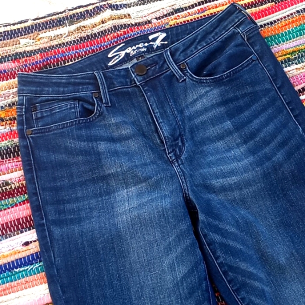 Seven 7 Ombre Striped Mid Rise Skinny Jeans-#1597